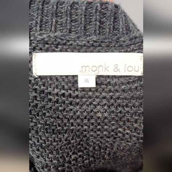 Monk & Lou Zipper Back Cotton Oversized Sweater Sz M Gray - Picture 8 of 11